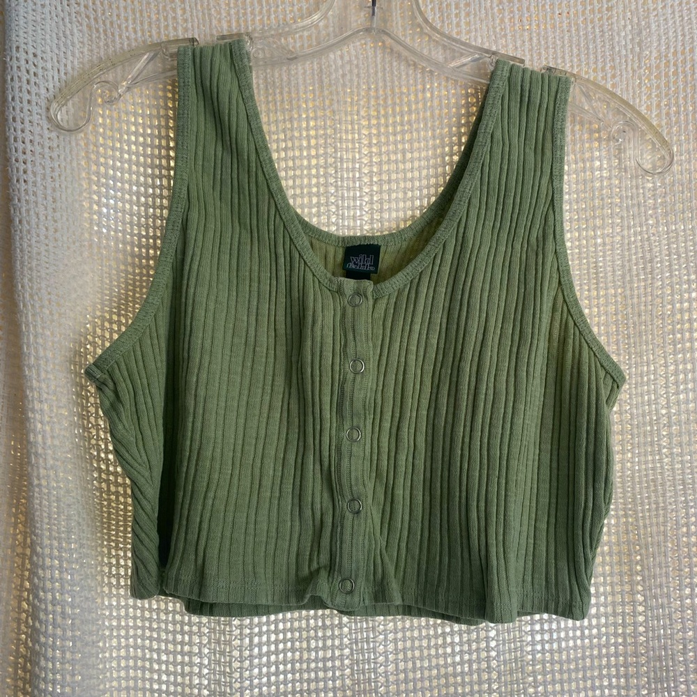 Green button-up baby tank